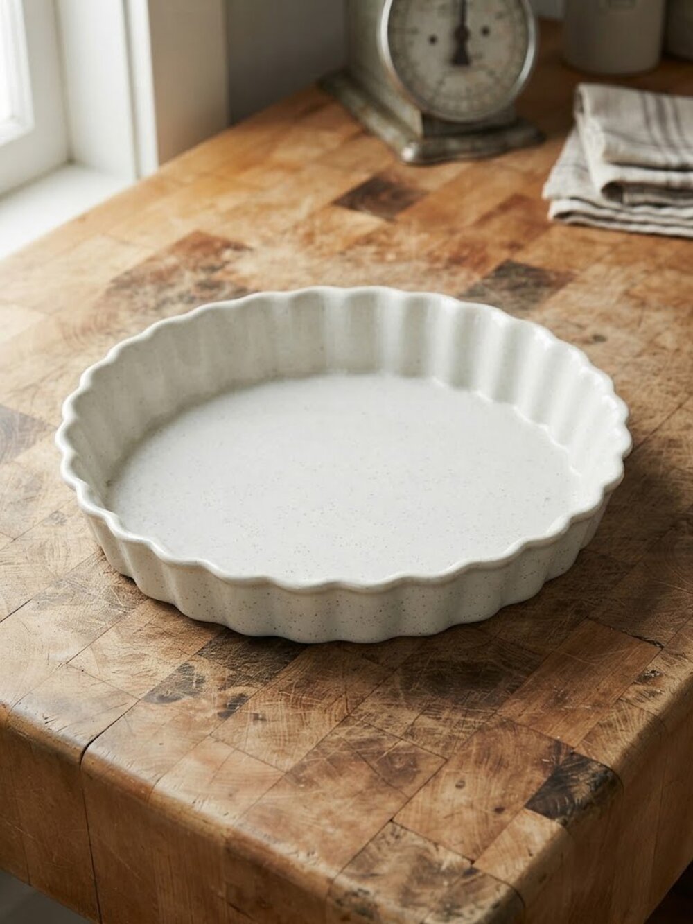 Vintage Northland Stoneware Fluted Pie Pan / Quiche Dish / Plate - Speckled